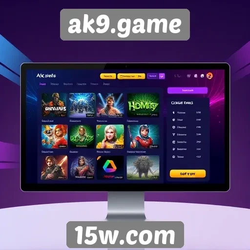 Interface amigável do site ak9.game é destacada